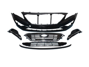 For 2015 2016 2017 Hyundai Sonata Complete Front Bumper Grills Fog Covers 6 PCS