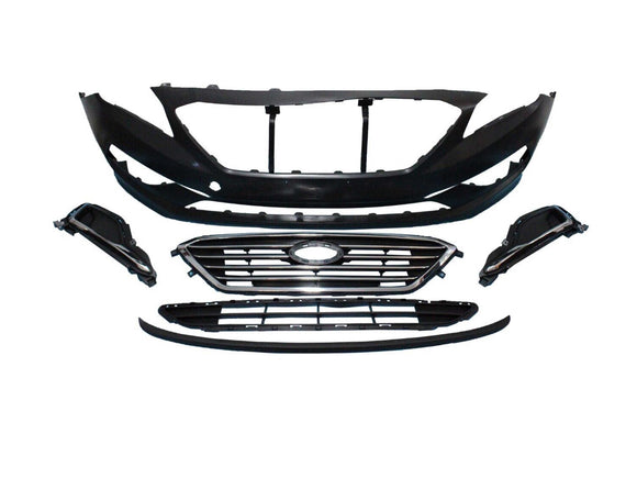 For 2015 2016 2017 Hyundai Sonata Complete Front Bumper Grills Fog Covers 6 PCS