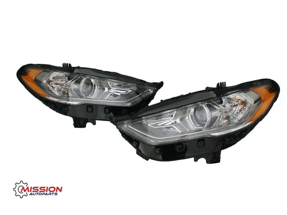 For 2017 2018 2019 Ford Fusion Headlight Halogen W/LED DRL Left Right W/Bulbs