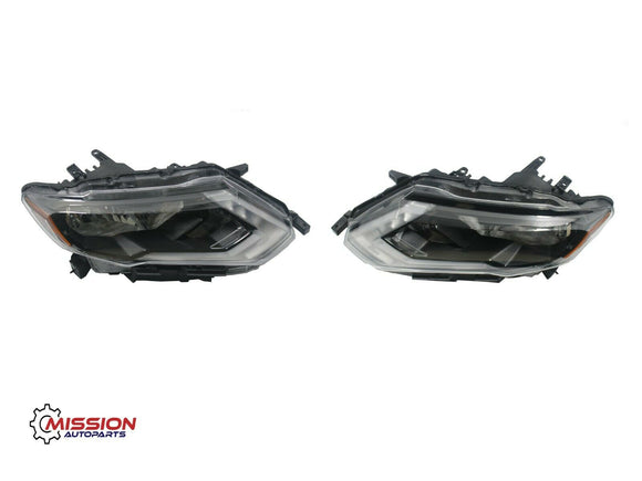 For 2017 2018 2019 Nissan Rogue Headlights Halogen w/LED DRL Right and Left Set