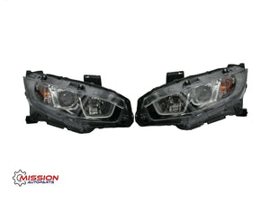 For 2016 2017 2018 Honda Civic Headlight Assembly Halogen Right and Left Side