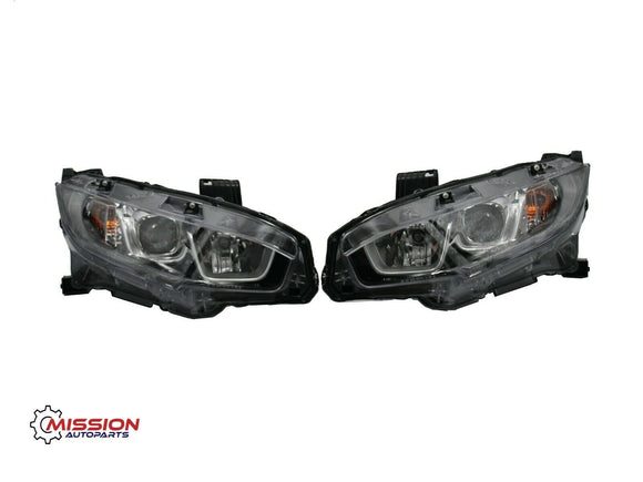 For 2016 2017 2018 Honda Civic Headlight Assembly Halogen Right and Left Side