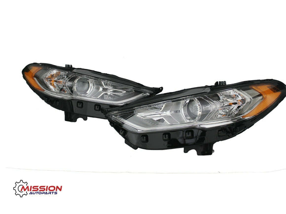For 2017 2018 2019 Ford Fusion Headlight Halogen W/O LED DRL Right Left W/Bulbs