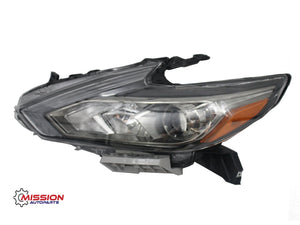 For 2016 2017 2018 Nissan Altima Headlight Halogen Black/Smoked Housing W/O LED DRL Driver Left Side