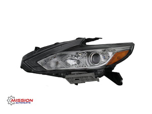 For 2016 2017 2018 Nissan Altima Headlight Halogen Chrome Housing W/O LED DRL Driver Left Side